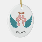 カスタムペットフォトエンジェルウィングスクリスマス セラミックオーナメント (右)