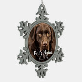 カスタムペットフォトキープサケホリデーオーナメント スノーフレークピューターオーナメント (左)