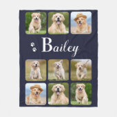 カスタムペットフォトコラージモノグラム名犬の恋人 フリースブランケット (正面)