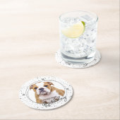 カスタムペットフォトシルバーグリッタースターズドッグ誕生日 ラウンドペーパーコースター (インサイチュ)