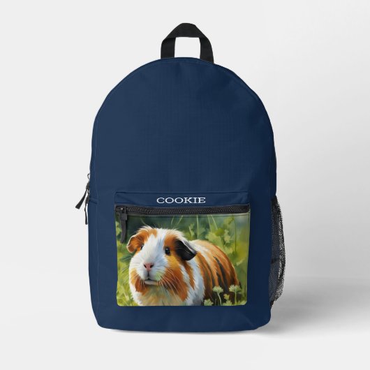 カスタムペットフォトネイビーブルー プリントバックパック (正面)