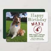 カスタムペットフォトパピードッグ誕生日 招待状 (正面/裏面)