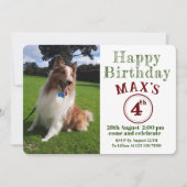 カスタムペットフォトパピードッグ誕生日 招待状 (正面)