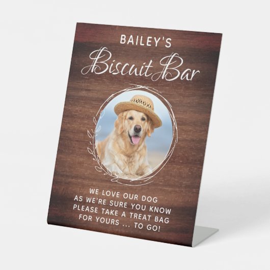 カスタムペットフォトビスケットドッグトリート結婚式の引き出物 台座サイン (正面)