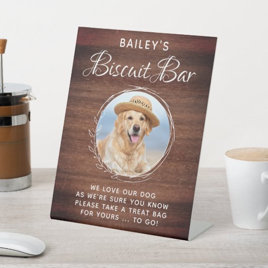 カスタムペットフォトビスケットドッグトリート結婚式の引き出物 台座サイン (インサイチュ)
