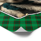 カスタムペットフォトフレームクラシックグリーン&レッドプレイド ポスター (角)