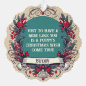 カスタムペットフォトホリデー写真グリーティングキープサケ オーナメントカード (裏面)