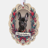 カスタムペットフォトホリデー写真グリーティングキープサケ オーナメントカード (左)