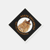 カスタムペットフォト猫好きオレンジブラックハロウィーン スタンダードカクテルナプキン (角)