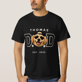 カスタムペットフォト&名前入り Dog Dad Tシャツ