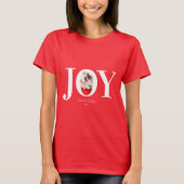 カスタムペットフォト 赤いクリスマスTシャツ JOY Tシャツ (正面)