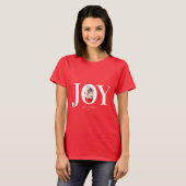 カスタムペットフォト 赤いクリスマスTシャツ JOY Tシャツ (正面フル)
