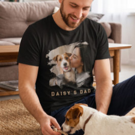 カスタムペットフォトTシャツ 犬のお父さんブラシ Tシャツ