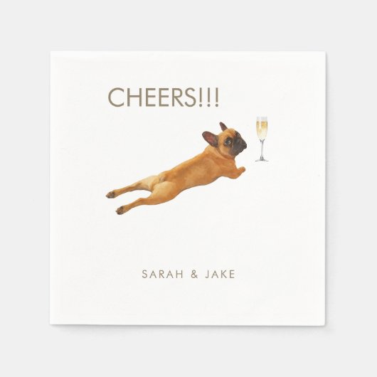 カスタムペットブフランスのル結婚ドッグカクテル スタンダードカクテルナプキン (正面)