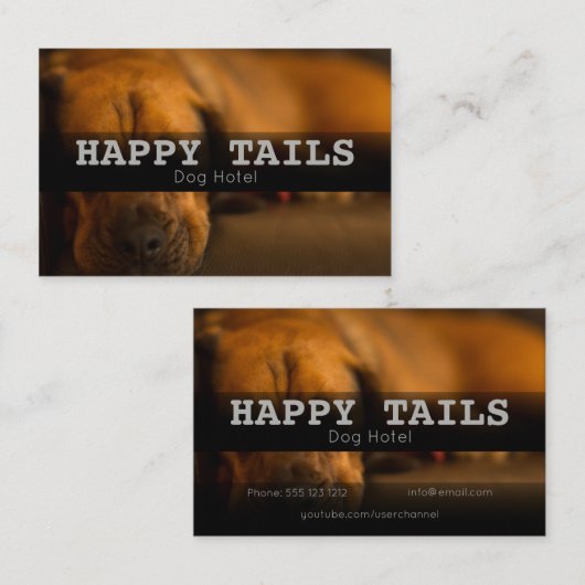 カスタムペットボーディングホテルシッティングサービス 名刺 (正面/裏面)
