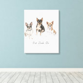 カスタムペットポートレート水彩 キャンバスプリント (インサイチュ (ウッドフロア))