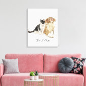 カスタムペットポートレート水彩 キャンバスプリント (インサイチュ (リビング))