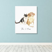 カスタムペットポートレート水彩 キャンバスプリント (インサイチュ (ウッドフロア))