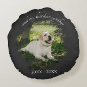 カスタムペットメモリアルお気に入りのハローハードバイ ラウンドクッション (裏面)