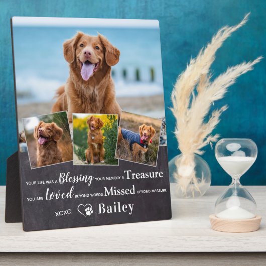 カスタムペットロス犬メモリアル4写真 フォトプラーク (側面)