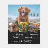 カスタムペットロス犬メモリアル4写真 フリースブランケット (正面)