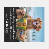 カスタムペットロス犬メモリアル4写真 フリースブランケット (正面(横))