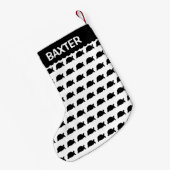 カスタムペット亀のシルエット スモールクリスマスストッキング (裏面 (吊り時))