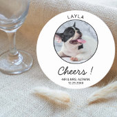 カスタムペット写真かわいい犬の猫私も結婚の ラウンドペーパーコースター