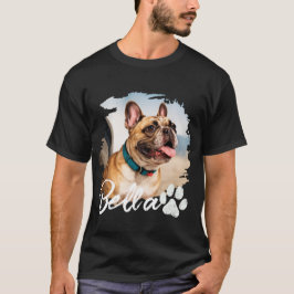 カスタムペット写真と名前のタイポグラフィー Tシャツ