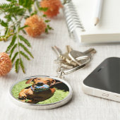 カスタムペット写真と文字パーソナライズされた キーホルダー (側面)