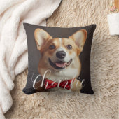 カスタムペット写真の台本名シンプル書道 クッション (ブランケット)