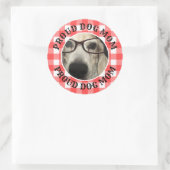 カスタムペット写真カントリー赤バッファローチェックのプレイド ラウンドシール (バッグ)