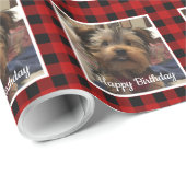 カスタムペット写真カントリー赤バッファローチェックのプレイド ラッピングペーパー (ロールコーナー)
