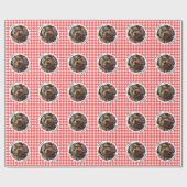 カスタムペット写真カントリー赤バッファローチェックのプレイド ラッピングペーパー (フラット)