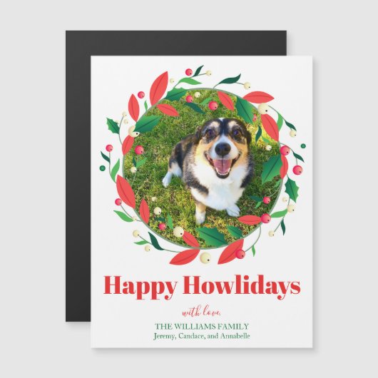 カスタムペット写真クリスマスハッピーハウリデイズマグネット (正面/裏面)