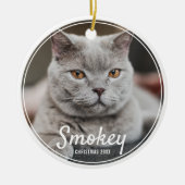 カスタムペット写真クリスマスホリデー セラミックオーナメント (正面)