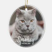 カスタムペット写真クリスマスホリデー セラミックオーナメント (左)