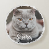 カスタムペット写真クリスマスホリデー ラウンドクッション (裏面)