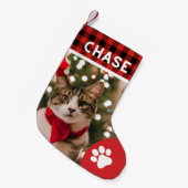 カスタムペット写真クリスマス可愛い猫の素朴な足 スモールクリスマスストッキング (正面 (吊り時))