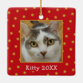 カスタムペット写真テキストクリスマス セラミックオーナメント (裏面)