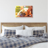 カスタムペット写真デート記念写真フレンチー キャンバスプリント (インサイチュ (寝室))