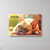 カスタムペット写真デート記念写真フレンチー キャンバスプリント (正面)