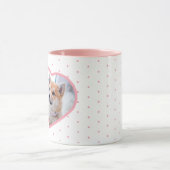 カスタムペット写真ハッシュタグマイラブルドッグハートピンク マグカップ (中央)