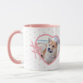 カスタムペット写真ハッシュタグマイラブルドッグハートピンク マグカップ (左)