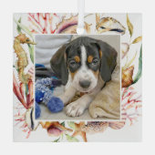 カスタムペット写真ビーチクリスマス ガラスオーナメント (裏面)