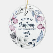 カスタムペット写真フローラエレガントクリスマス セラミックオーナメント (左)