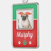 カスタムペット写真ポープリントオーナメント シルバープレートフレームオーナメント (左)