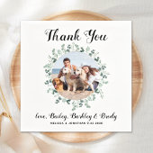 カスタムペット写真ユーカリ犬の結婚式にお礼 スタンダードカクテルナプキン