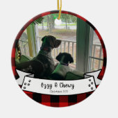カスタムペット写真レッドバッファロークリスマス セラミックオーナメント (正面)