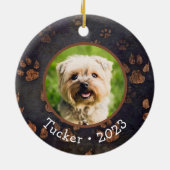 カスタムペット写真名年陶磁オーナメント セラミックオーナメント (裏面)